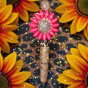 Sunflower and Animal Print Rhinestone Pen